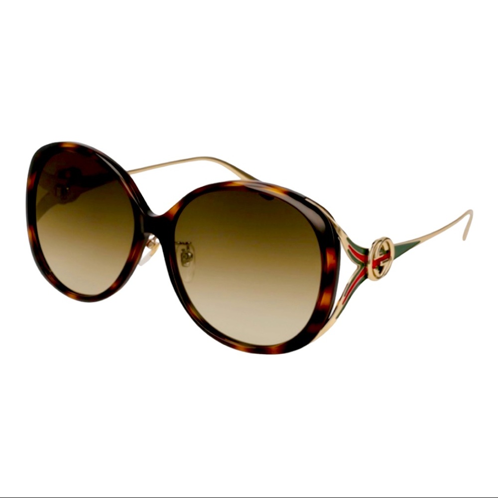 GUCCI Brown Gradient Round Ladies Sunglasses